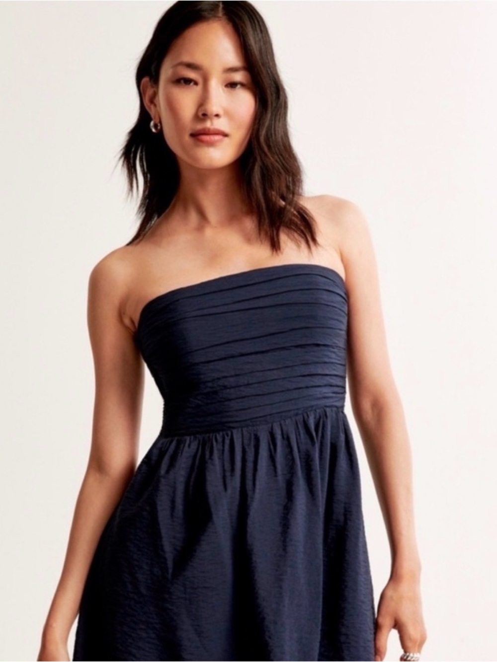 Abercrombie & Fitch Navy Pleated Bodice Dress Emerson